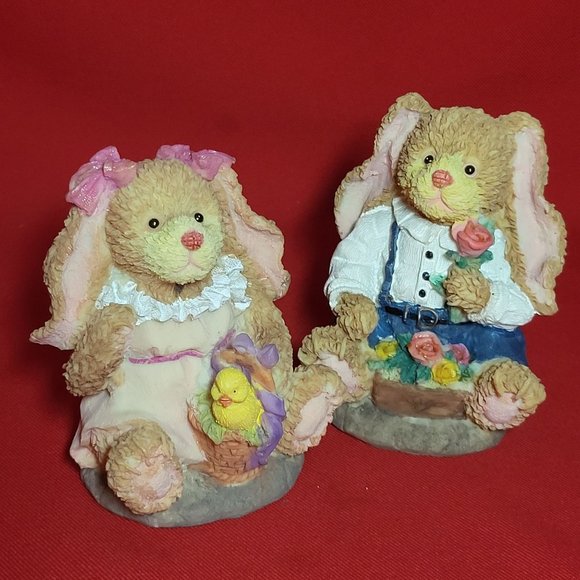VTG Ks Collection Easter Bunny Rabbits Egg Chick Basket Roses - Picture 6 of 14